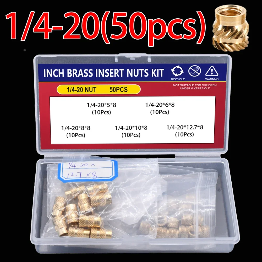 

1/4 2-56 4-40 6-32 8-32 10-32 дюйма насадка с резьбовой вставкой термоплавкая Встраиваемая латунная Медная гайка для 3D-печати