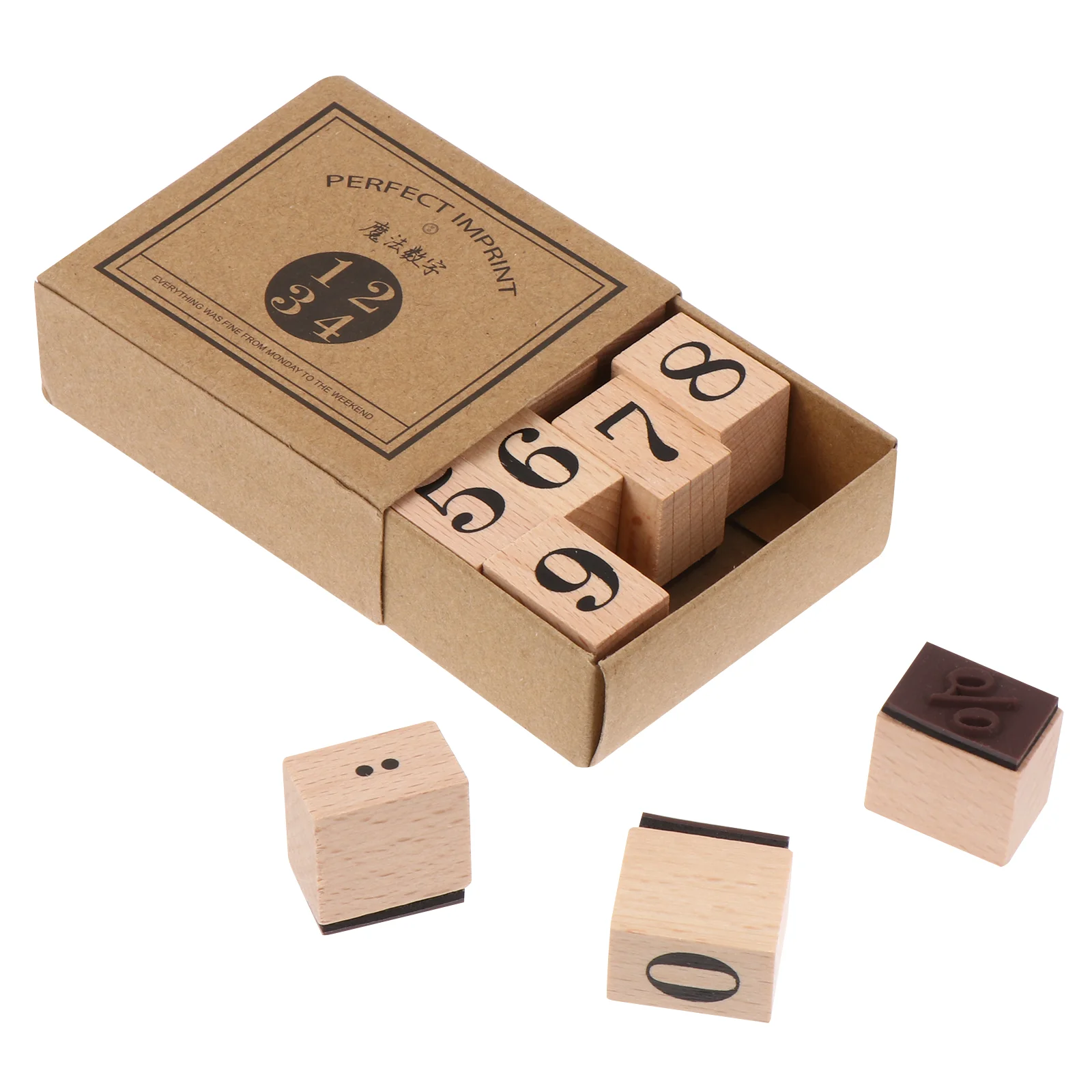 

Wooden Stamp Set DIY Scrapbook Arabic Numerals Seal Rubber Stamps Child Planner Numbers