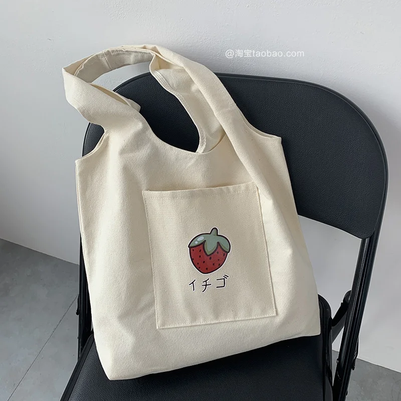 

Женская сумка для покупок с текстовым принтом, бежевая многоразовая простая вместительная модная сумка-тоут в стиле Харадзюку, 2023