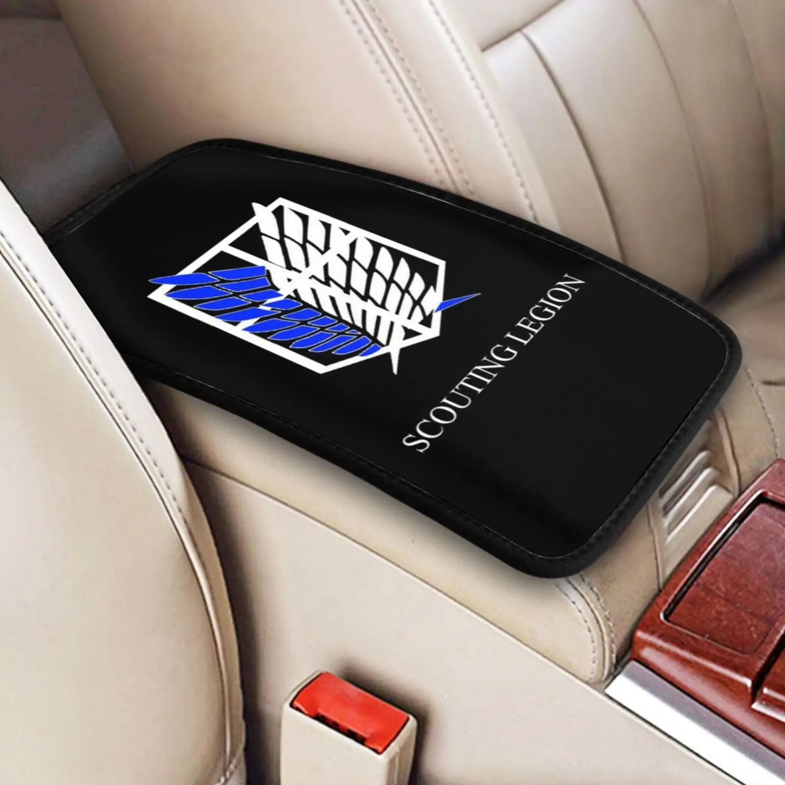 Universal Fits Most Cars Accessories Elasticity Handrail Box Cushion with Anime Attack on Titan Car Armrest Cushion Cover