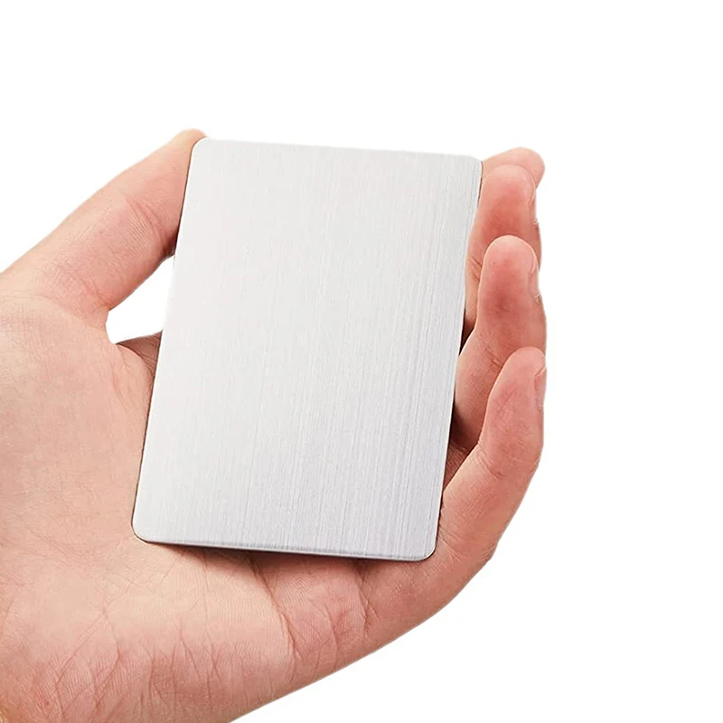 

1 шт., металлические визитные карточки из нержавеющей стали, размер 85*53 мм, пустые карты с лазерной гравировкой, специальная печать логотипа, матовая матовая отделка