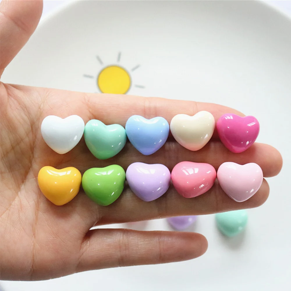 

10PCS Kawaii Shiny 16x15mm Heart Miniature Flat Back Resin Cabochons For Hairpin Scrapbooking DIY Home Decor Craft Accessories