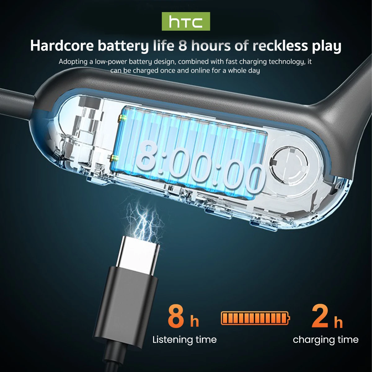 Фото Наушники HTC NE66 с костной проводимостью и Bluetooth, наушники с AI-переводом, легкие, стабильное соединение для бега и велоспорта. №4