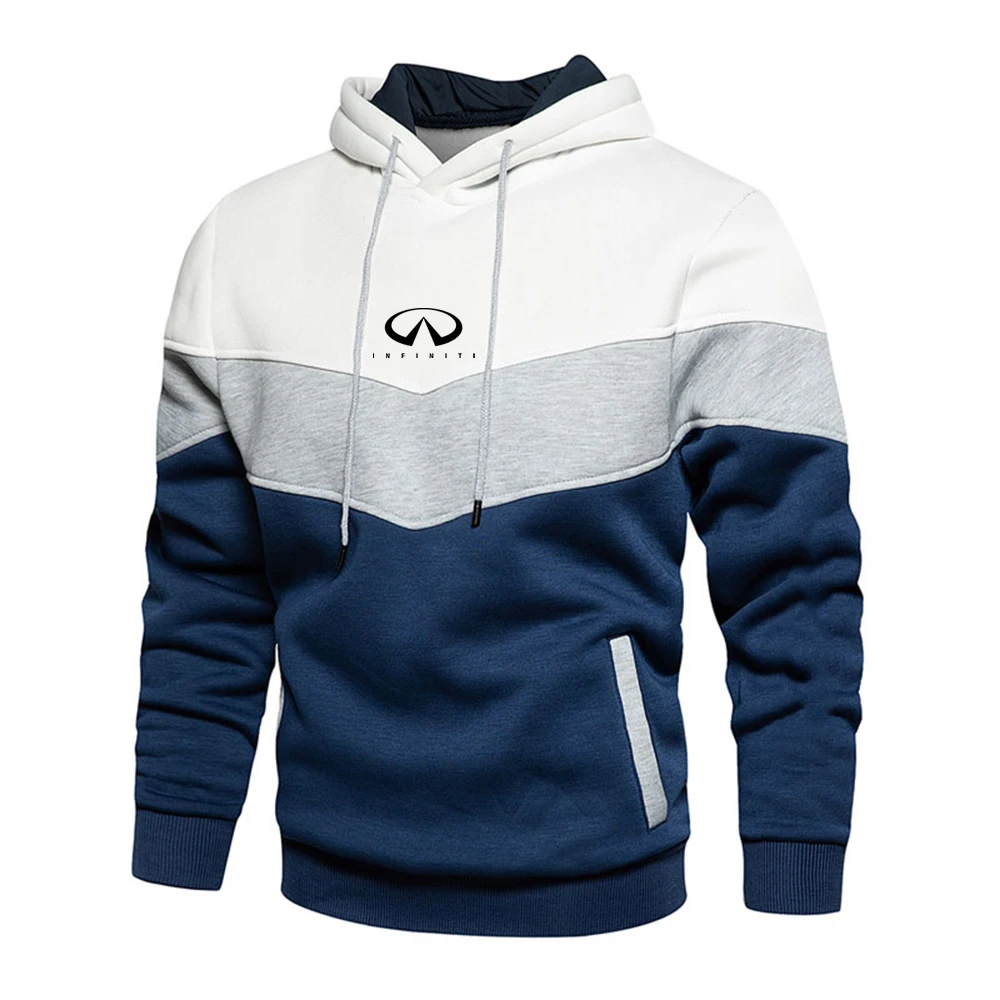 

2023 New Men's Infiniti Fashion Printing Spring And Autumn Stitching Cotton Tracksuit Comfortable Slim Fit All-Match Hoodie Tops