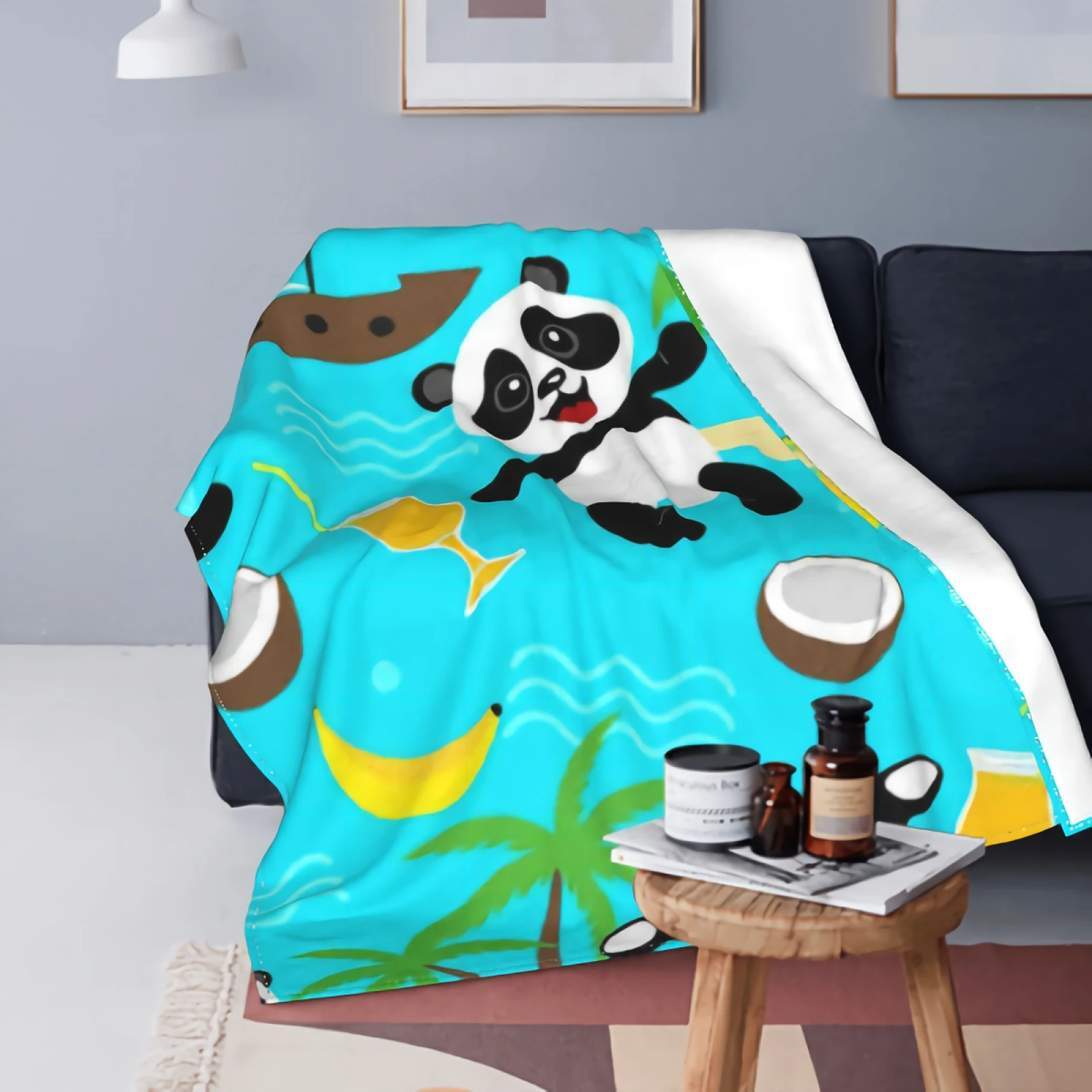 

Одеяло с пальмами, панды, плед, кокосовое одеяло, семейный подарок на день рождения, свадьбу, подходит для дивана, спальни
