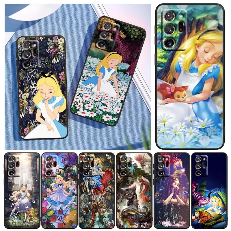 

Alice in Wonderland For Samsung Note 20 Ultra 10 Pro Lite 9 8 F52 F42 F22 M21 M60S M62 M31 M12 M32 Black Soft Phone Case