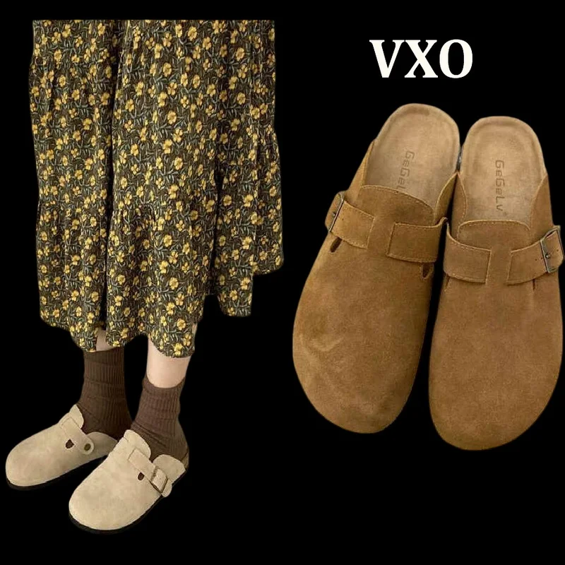 

Женские нескользящие туфли VXO, из натуральной кожи, на толстой подошве, с круглым носком