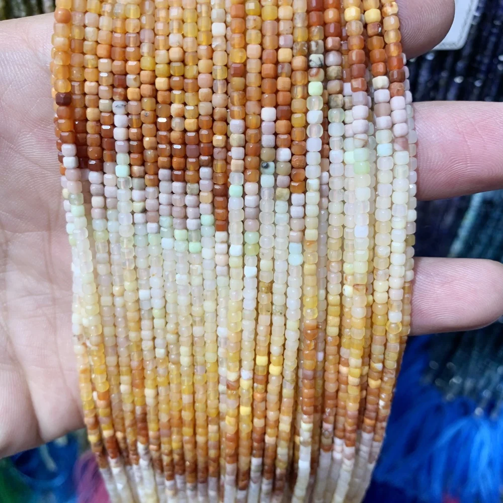 Натуральные граненые бусины 2x2 мм из турмалина лазурита агата кубика квадратный