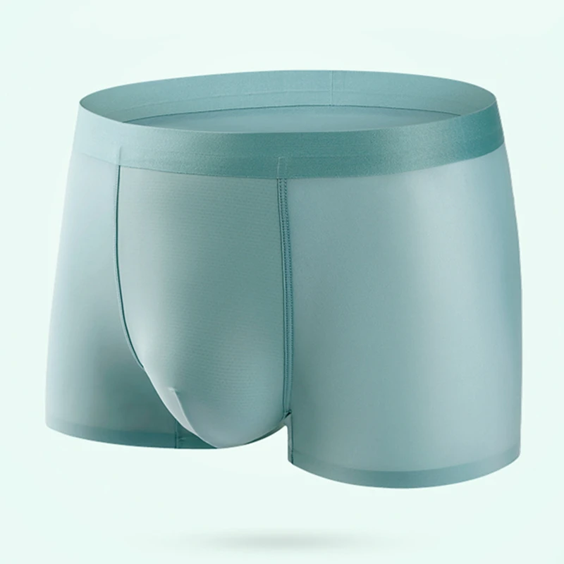 3 Pcs L-5XL Men's Underwear Ice Silk Seamless Ultra-thin Antibacterial Boxer Pants Panties Shorts Plus Size