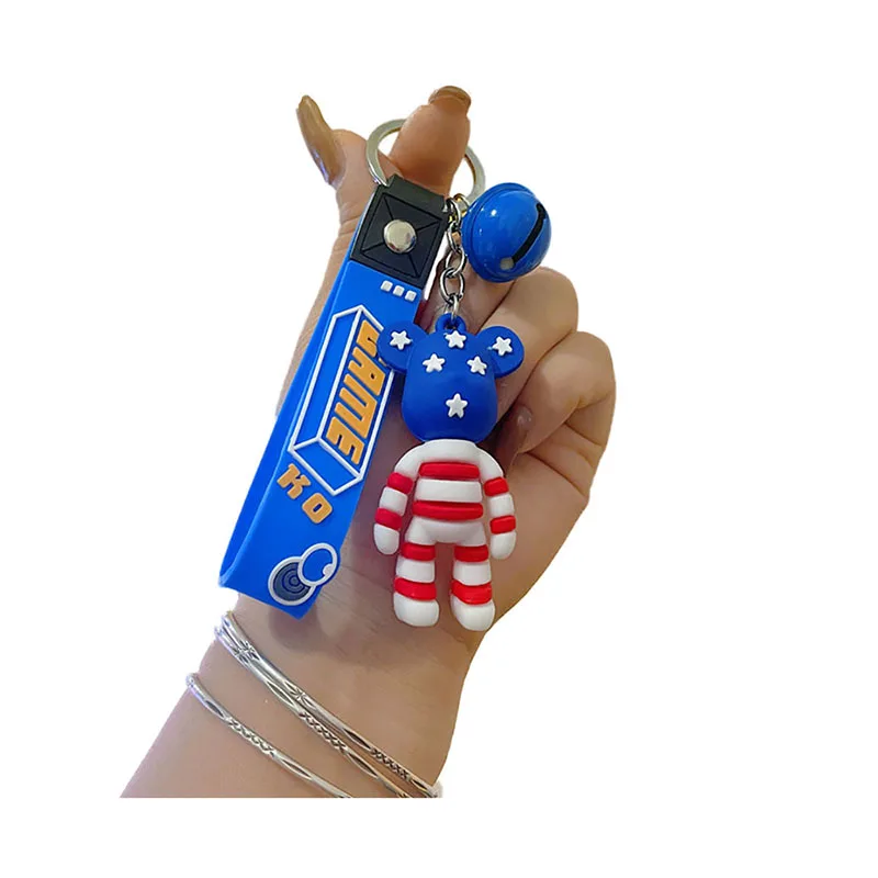 

New In Flag Clown Violent Bear National Doll Keychain Men's and Women's Fashion Bags Small Pendant Cute Car Key Chain Circle