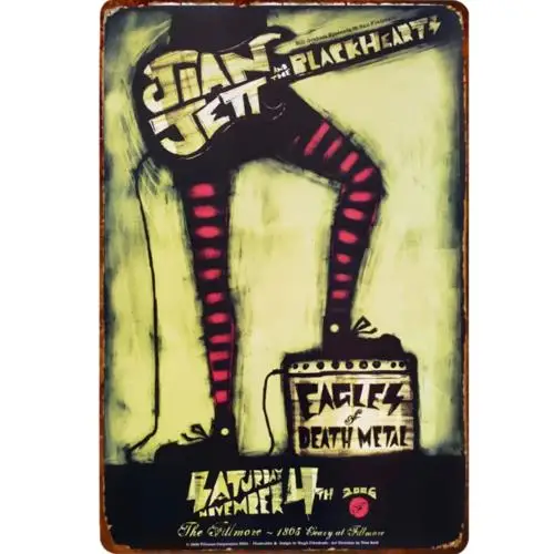 Винтажный металлический знак для концерта Жоан Джетт и черные сердца 2006 Fillmore