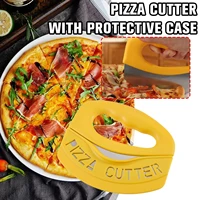 steel round wheel cutting knife for pizza with lid roller dough slicer cutter pastry kitchen baking accessories tools