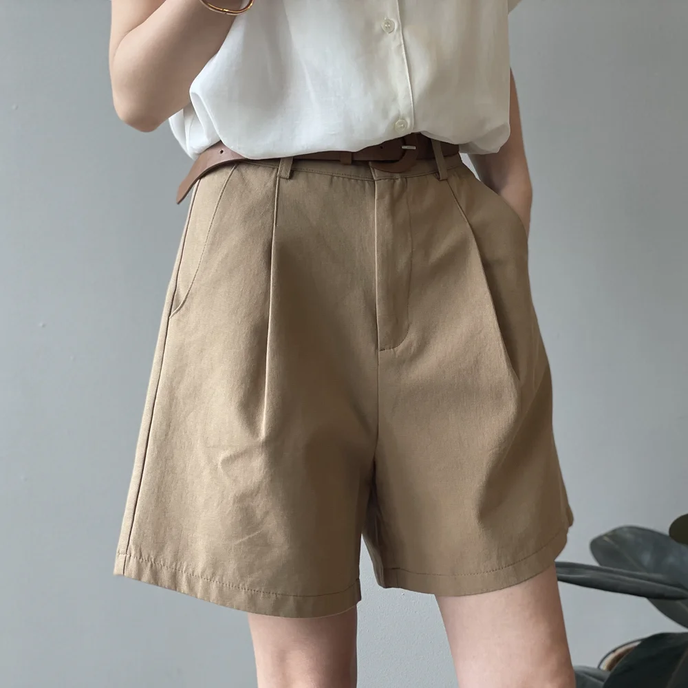 Shorts Women Summer Simple All-match Office Ladies Daily Fashion New Soft Tender High Waist Vintage Fit Pockets Clothing