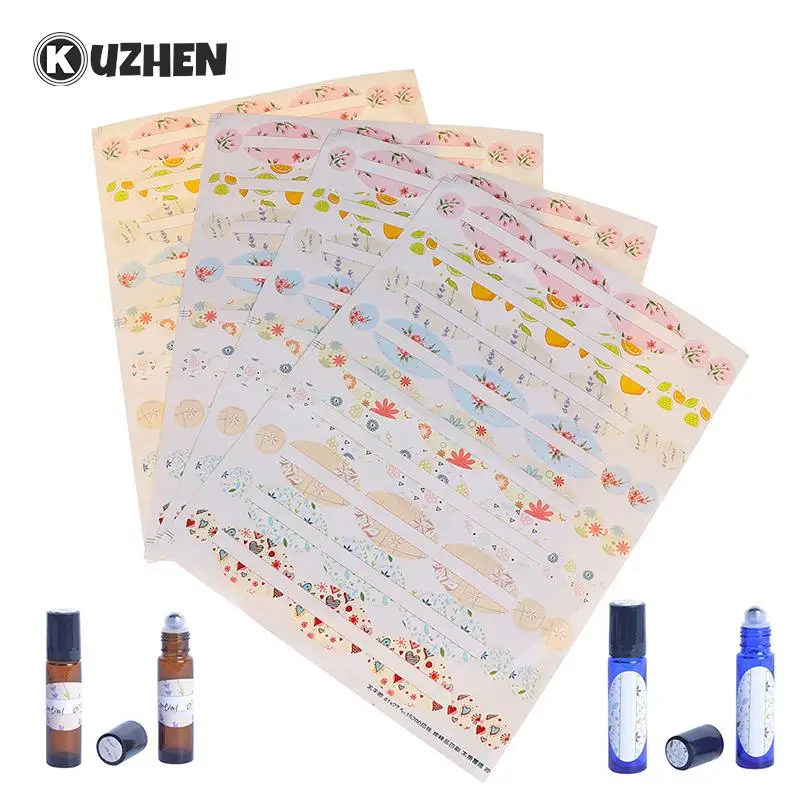 4 Sheets Empty Papers Sticker For Essential Oil Bottle Sticker Oval-shaped Round Stickers Perfume Bottle Lid Labels Organizer