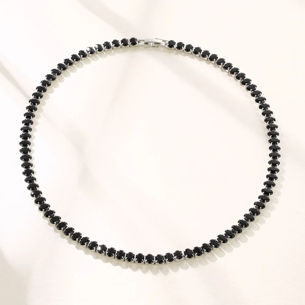 Модное 1 ряд Стразы ожерелье с кристаллами овальная теннисная цепочка ожерелья