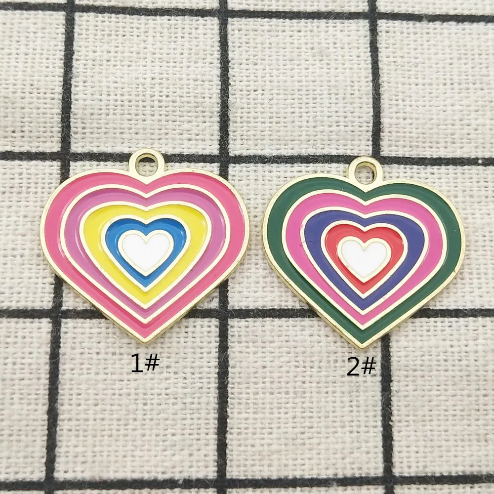 10 шт. эмалевые подвески в форме сердца, аксессуары для ювелирных изделий, серьги, подвески, браслет, ожерелье, подвески, товары для рукоделия «сделай сам» 24x25 мм