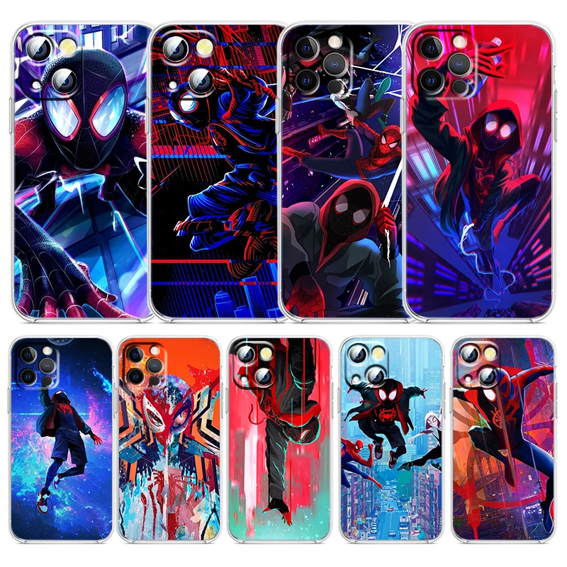 

Marvel Cartoon Spiderman For Apple iPhone 13 12 11 mini 8 7 6 5 XS XR X SE 2020 Pro Max Plus Transparent Soft Phone Case Capa