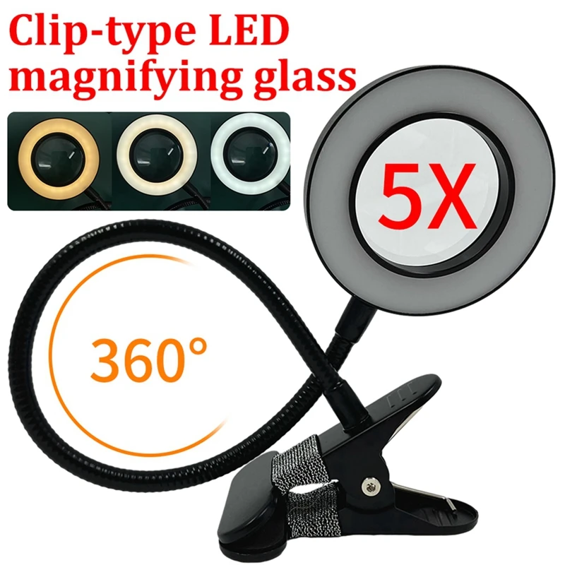 Clip-Type Led Magnifying Glass Non-Slip Equipment Clamp Portable Desk Lamp