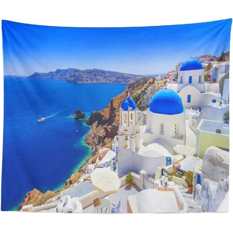 Красивое городское острова Санторини ориентир природа Европа стена гобелен Ho Me