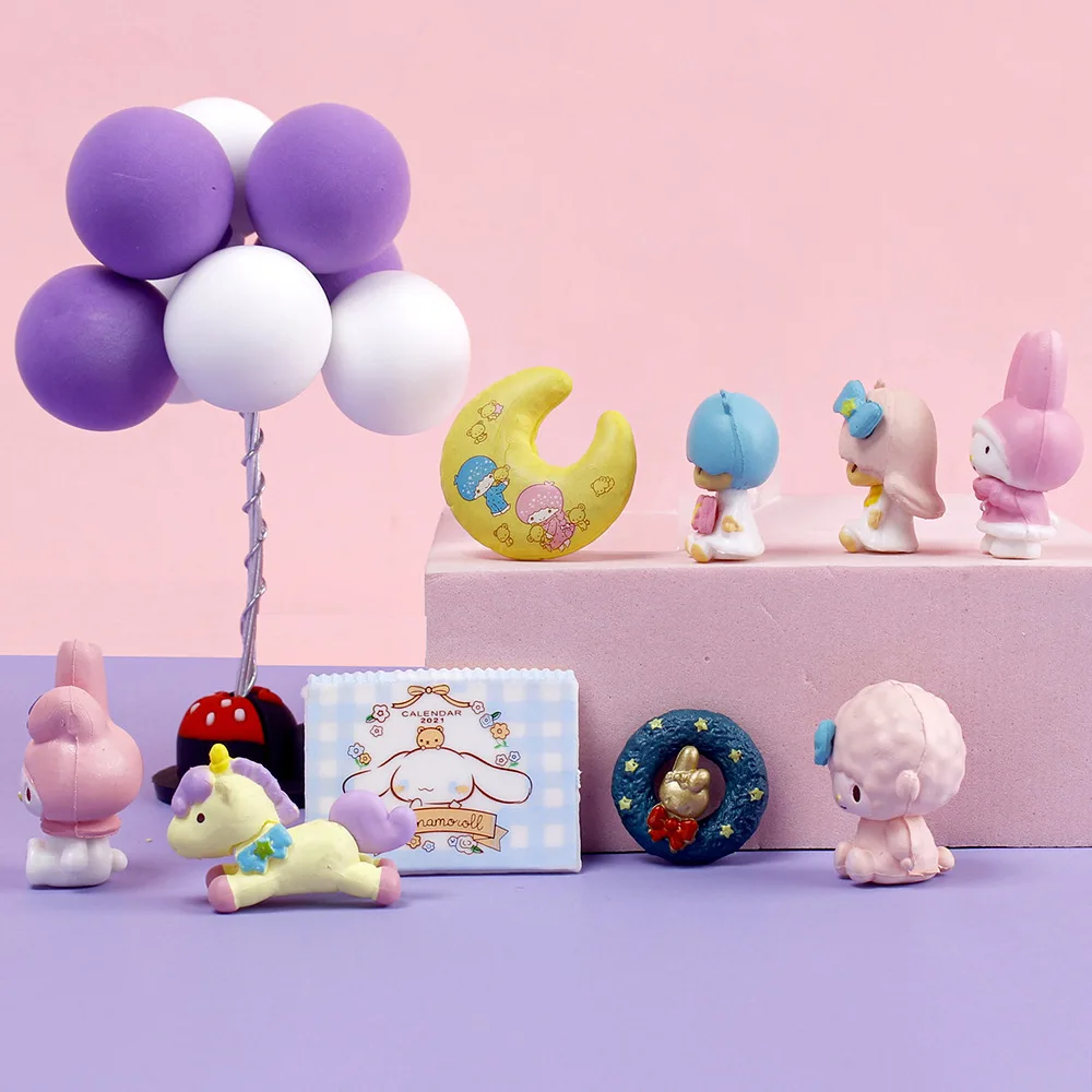 

Sanrio Characters Mini Dolls Hello Kitty Melody Little Twin Star Piano Table Decoration Miniature Figurines Fish Tank Ornaments