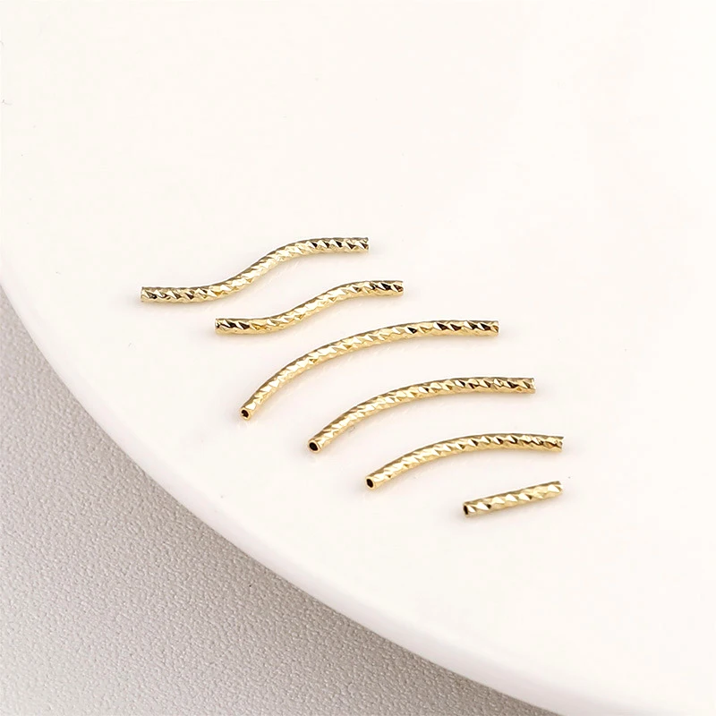 

20pcs copper plated 18K Gold threaded straight pipe s elbow DIY hand jewelry bracelet Beaded accessories material