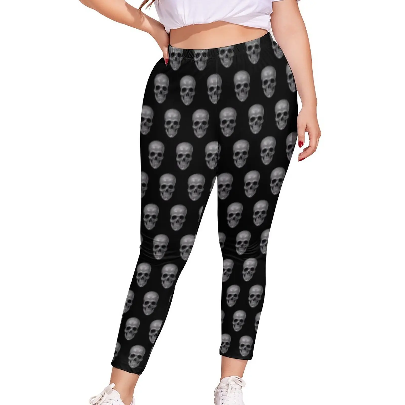 

Realistic Skull Leggings Cool Skeleton Print Big Size Drawings Legging Novelty Squat Teenagers Pants