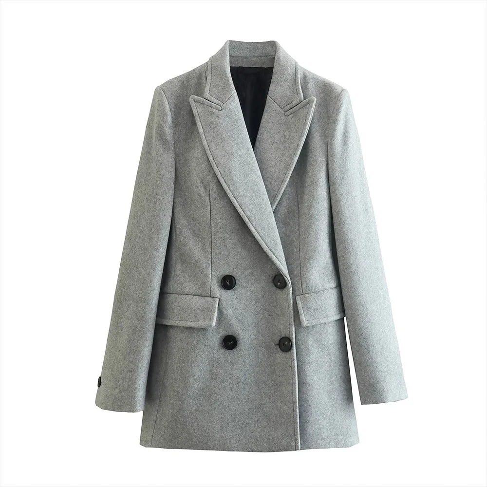

BER&OYS&ZA2022 Autumn/Winter women's fashion lapel chic chic chic solid color slim double breasted blazer