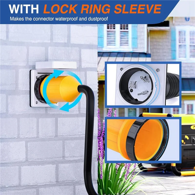 Фото FLYY-2X 50AMP RV Power Inlet Outlet Комплект питания с защитой шнура загрузки 125/250 В NEMA SS2-50P SS2-50R Twist Lock №2