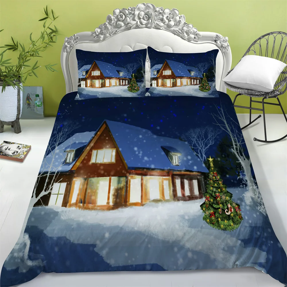 

Christmas Style Duvet Covers Children Teens Microfiber Bed Comforter Cover King Queen Size Bedspread Newly Home Bedclothes