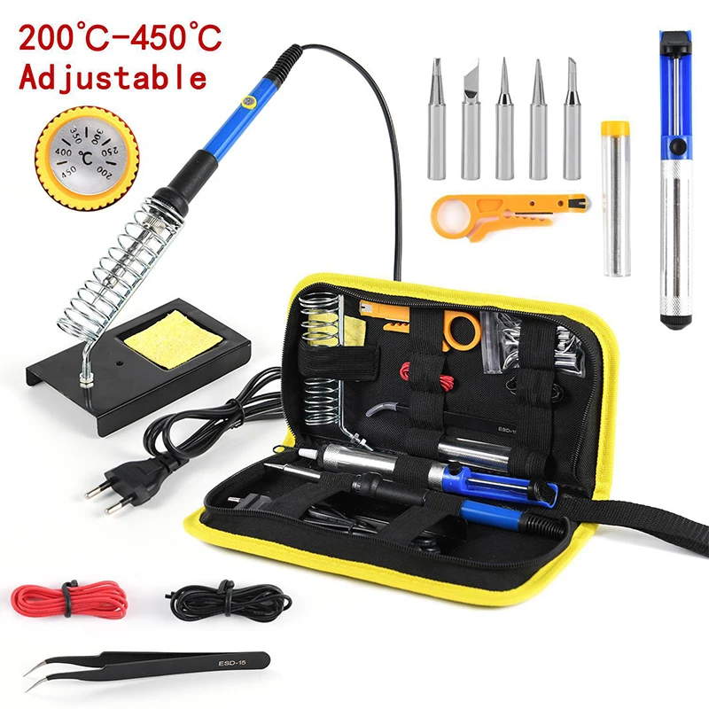 

Soldering Iron Electric Kit Tools Iron With Regulator 60w 15 Sets