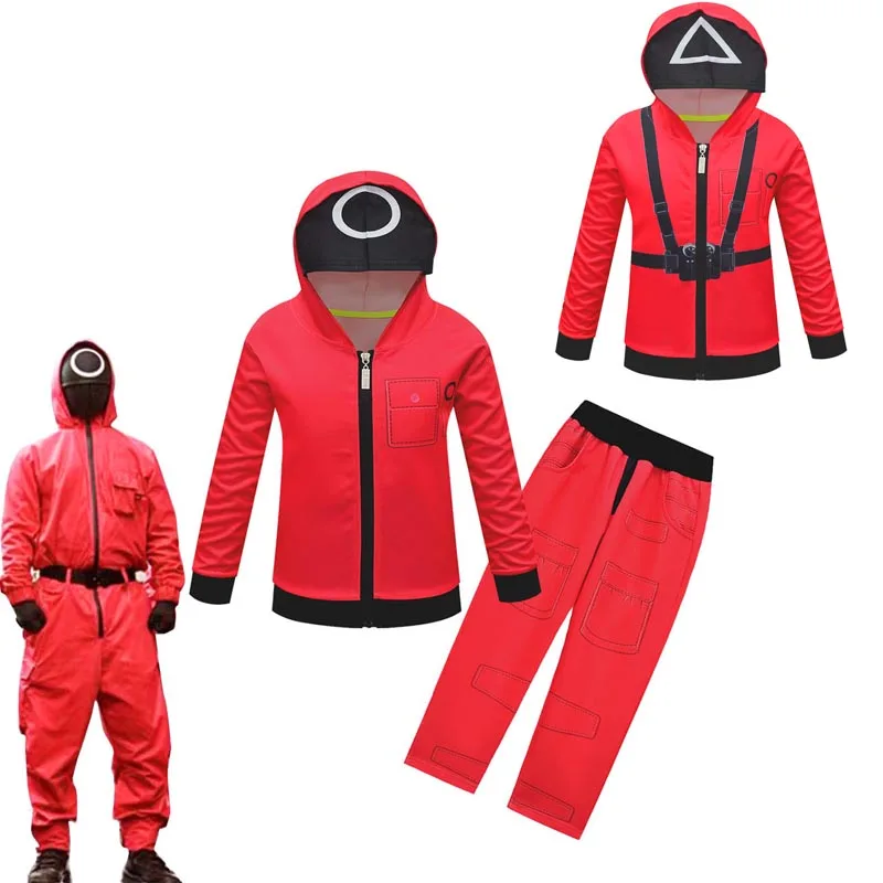 

Squid Game Jackets Pants Children Costumes Cosplay Sports Zipper Hoodies Red Sweatshirts Sets for Boys Girls Clothes
