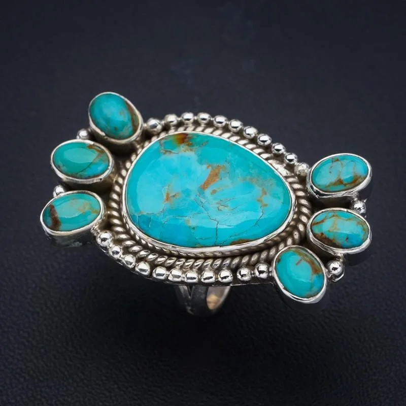 

StarGems, бирюза, ручная работа, фотоэлемент, серебряное кольцо 6,5 F2373