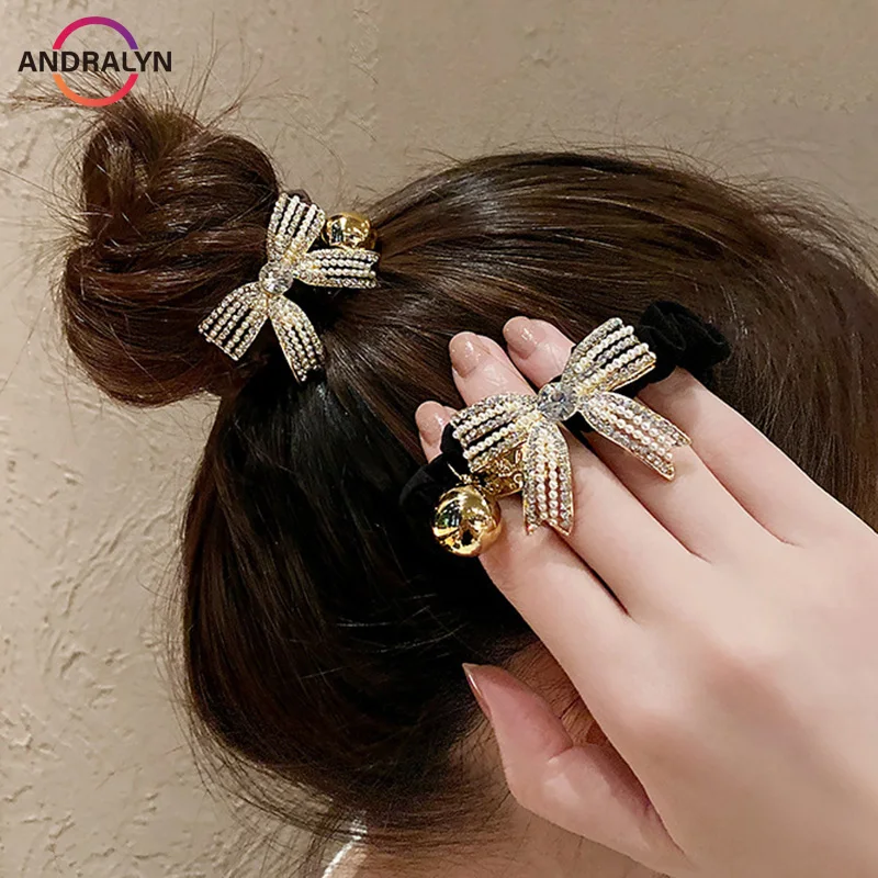 Блестящие бриллиантовые банты резинки для волос эластичная веревка девочек