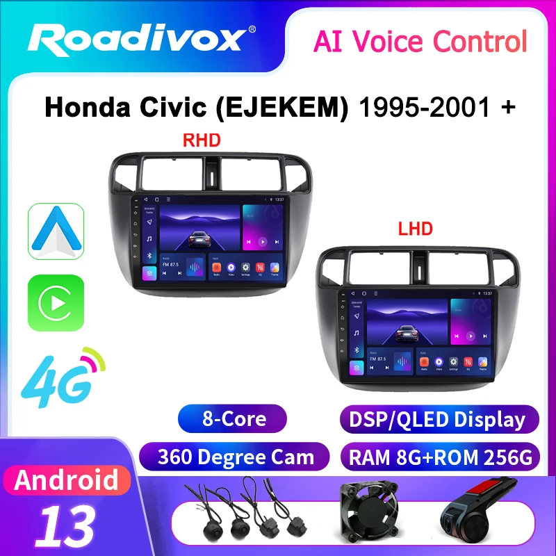 Автомагнитола roadivox на Android для Honda Civic 1995 2001 стерео GPS-навигация видео
