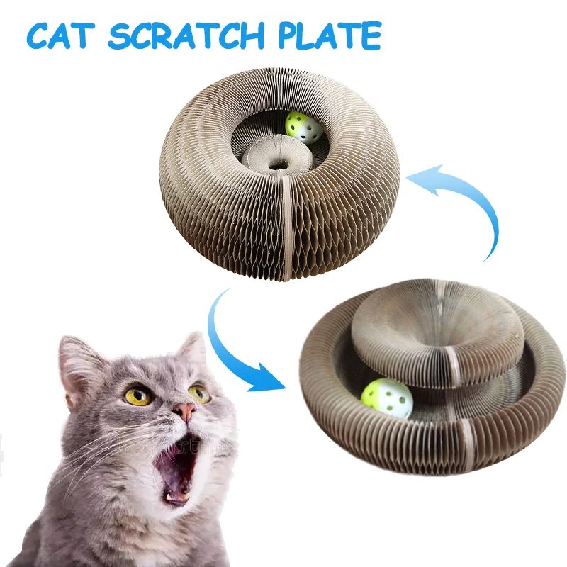 

Magic Organ Cat Scratch Board Cat Toy with Bell Cat Grinding Claw Cat Climbing Frame Round Corrugated Paper Pet Cat Scratch Toys