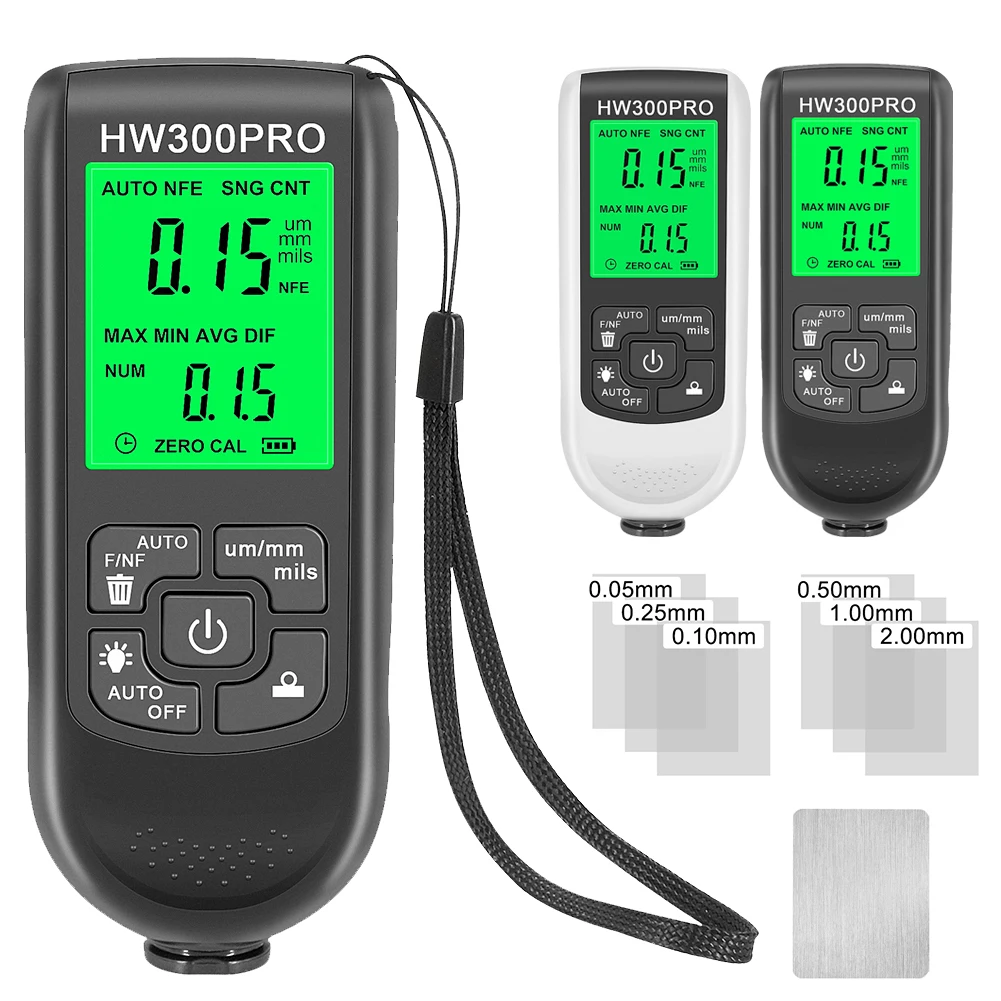 

HW-300PRO Coating Thickness Gauge Digital Display 0-2000um Car Coating Thickness Tester Paint Film Powder Thickness Gauge Tester