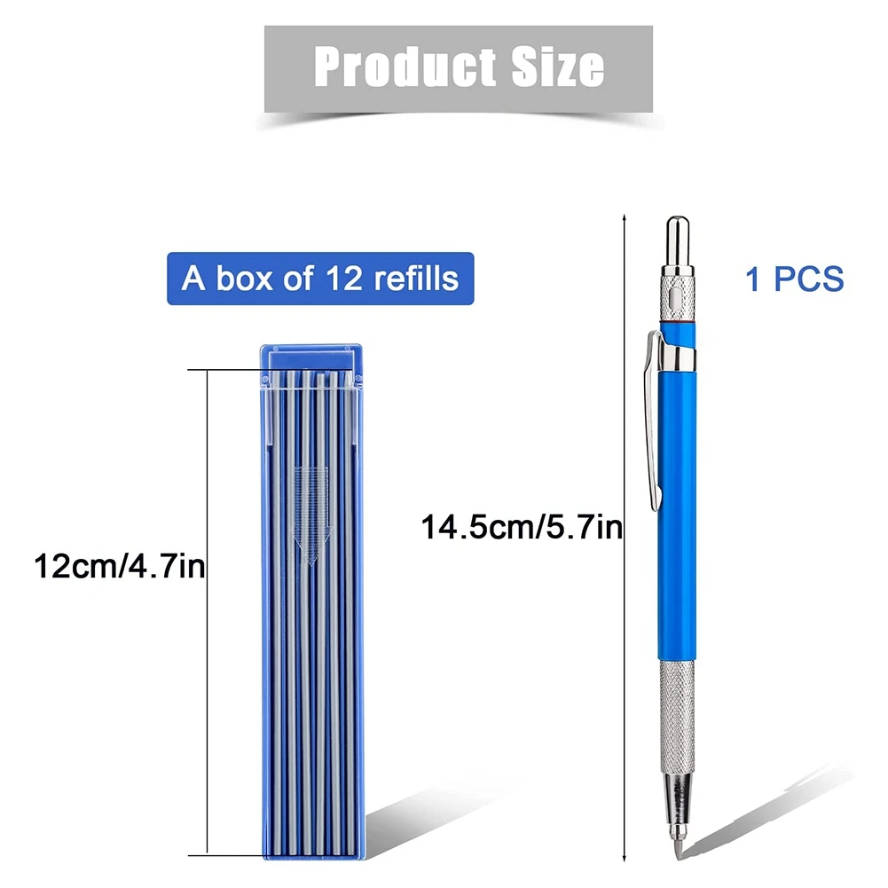, With 12pcs Pencils Refills, Mechanical Pencils For Steel Cutting, Automatic Pencils Set 2mm