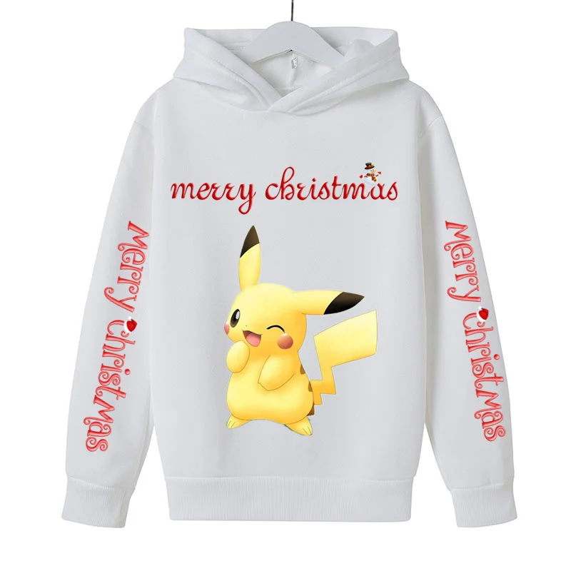 

Pokemoned Merry Christmas Sweater Cartoon Top Christmas Santa Claus Hoodie Cotton Children's Clothes Kids Boy Clothes Noel