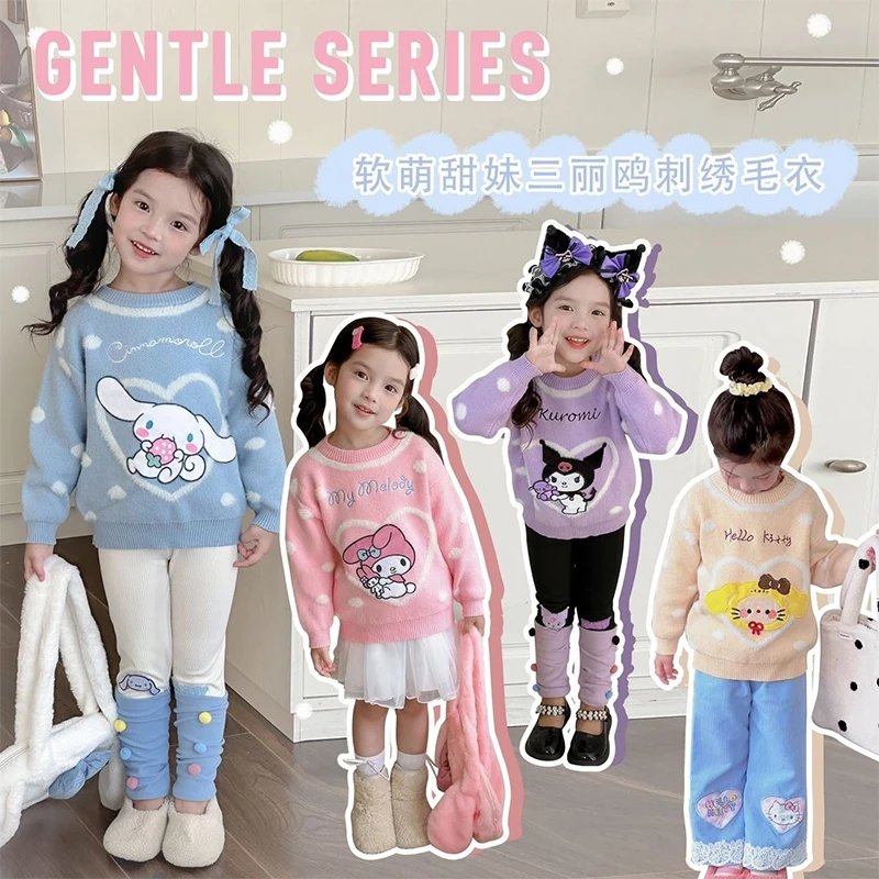 2024 Kawaii Kuromi свитер Sanrio аниме My Melody Cinnamoroll с длинными рукавами мультфильм милый топ