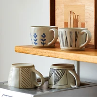 creative hand painted ceramic cup retro handmade coffee cup irregular shape milk tea cup unique gift home deco