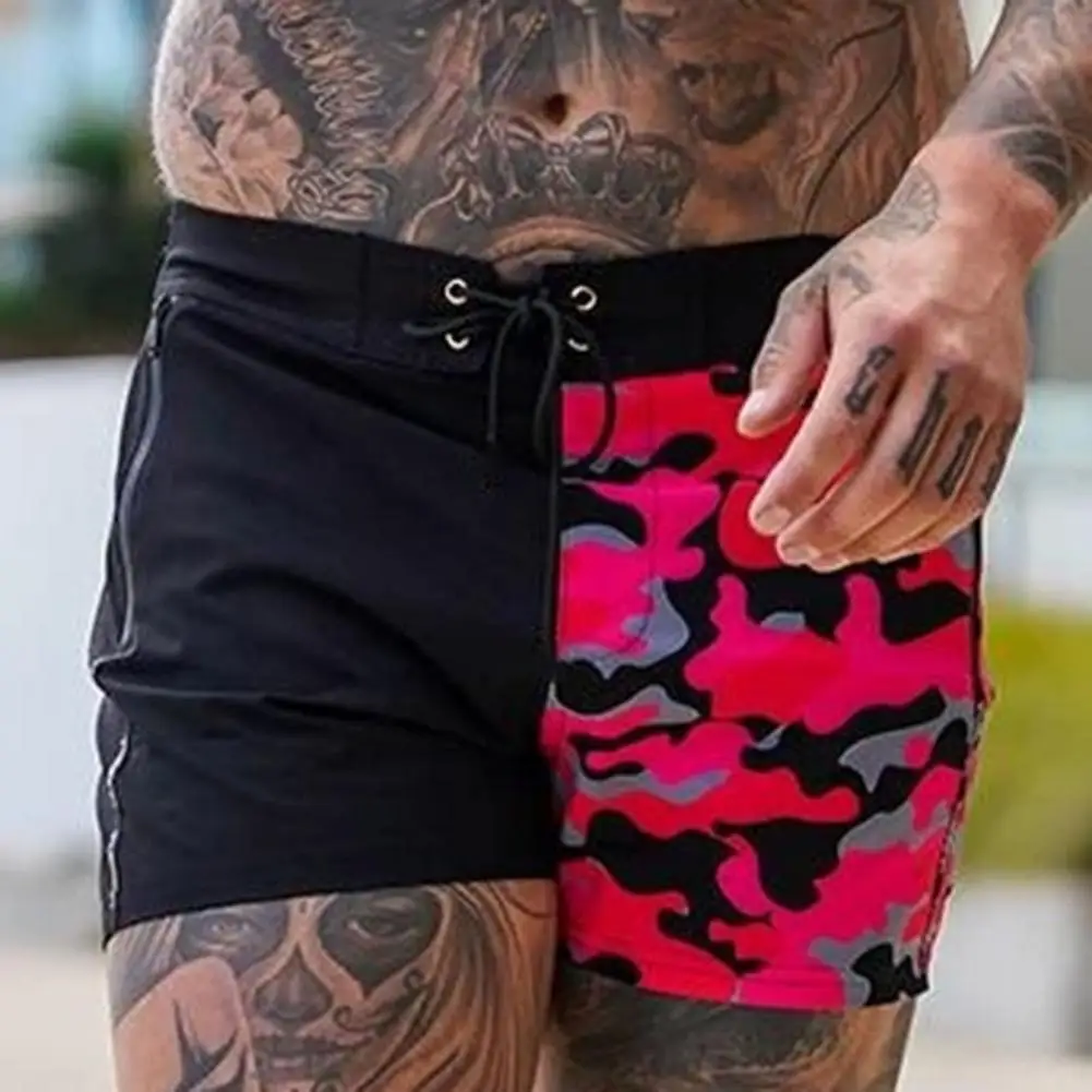 Шорты мужские для бега с регулируемым шнурком пляжные камуфляжным принтом на