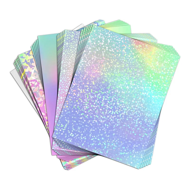 

24 Sheets Vinyl Sticker Paper For Inkjet Printer - Printable Glossy Sticker Paper And Holographic Laminate Sheets