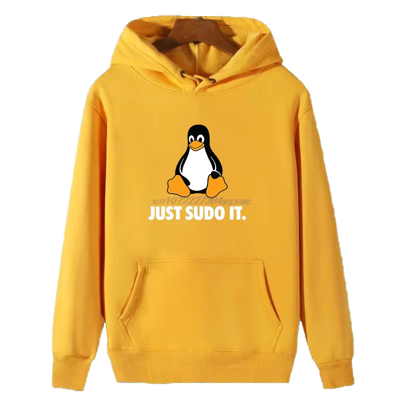 Толстовки с капюшоном рисунком Just Sudo It операционная система Linux Tux Penguin зимние