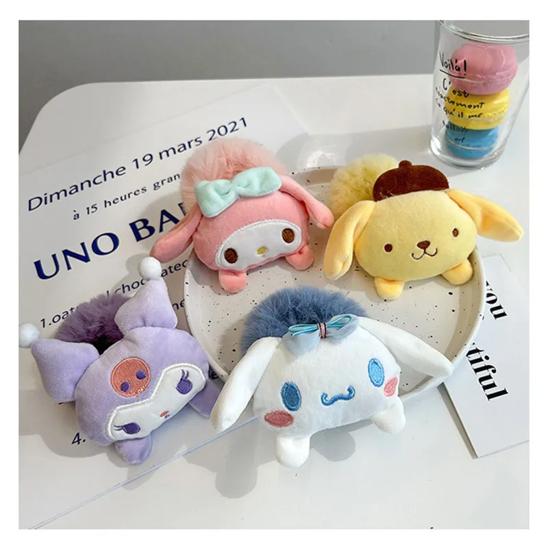 

Sanriod Plush Anime Kuromi Melody Cinnamorol Rubber Band Ponytail Holder Headwear Elastic Hair Bands Girl Hair Accessories Gift