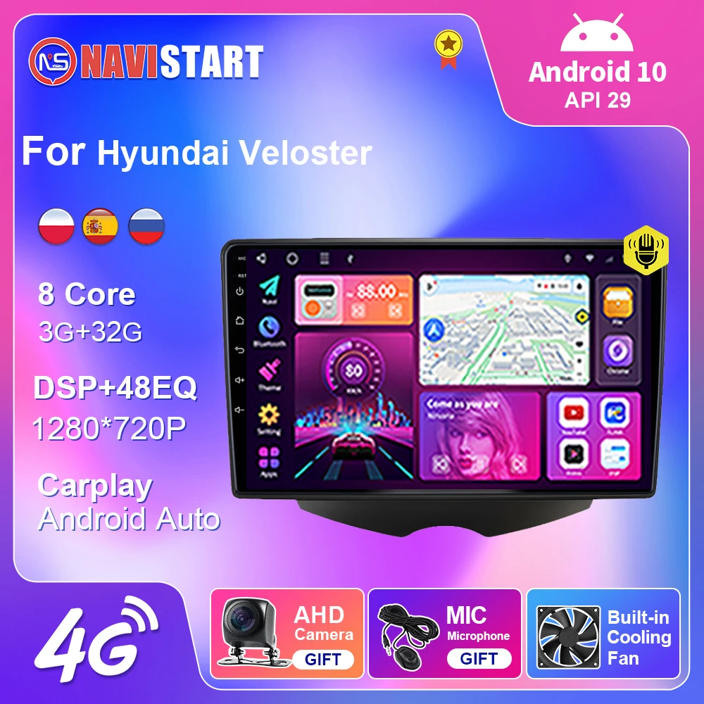 

NAVISTART Android 10 For Hyundai Veloster 2011-2017 Android Auto Car Radio Carplay Multimedia GPS Navigation 2 Din DVD Player