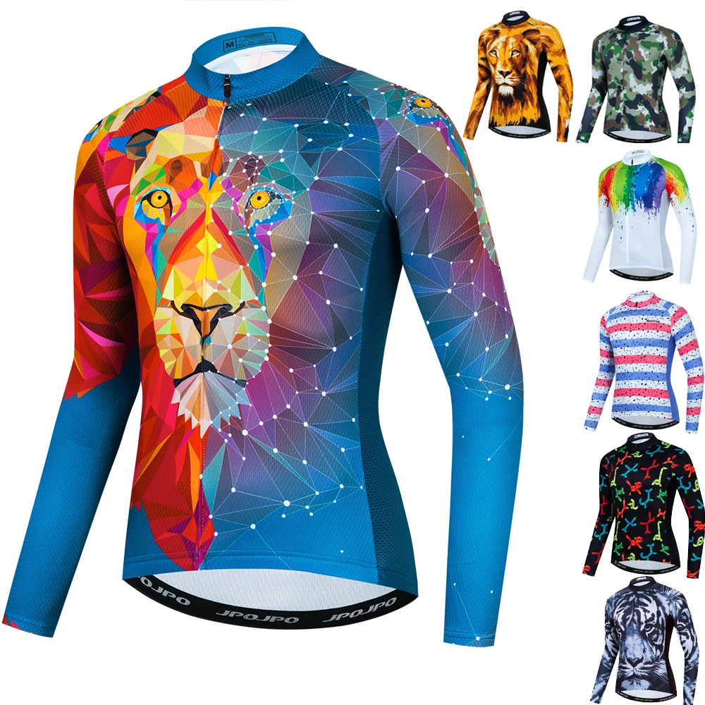 

Cycling Jersey Men Long Sleeve Mountain Bike Shirt Fall MTB Bicycle Road Blouse Top Wear Autumn Maillot Ciclismo Hombre Lion