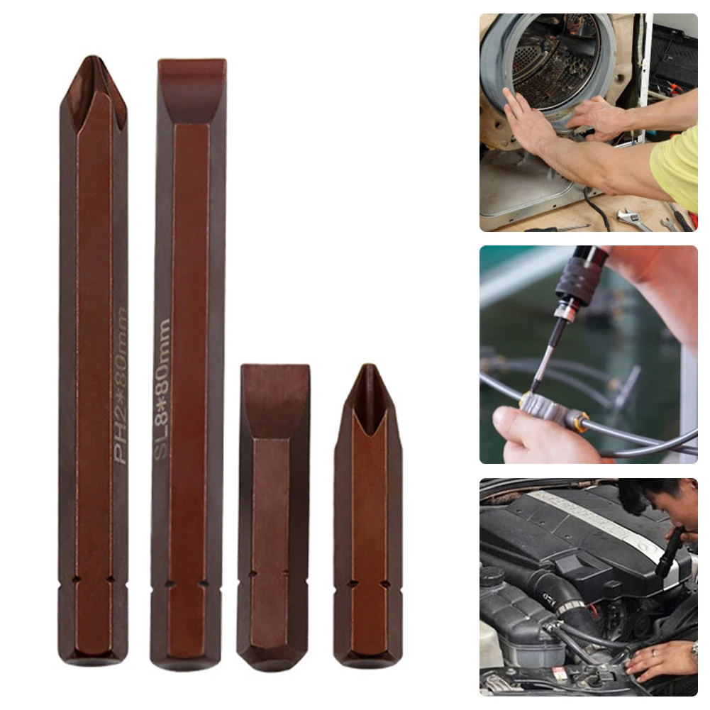 

4pcs 8mm Shank Impact Screwdriver Bit Slotted Cross Screwdriver Alloy Steel Impact Electric Magnetic Screwdriver Bits SL 8mm PH2