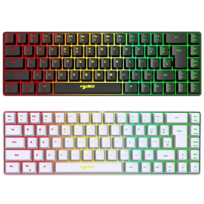 

Игровая клавиатура Mini RGB 60%, 68 клавиш, маленькая компактная USB-проводная радужная игровая клавиатура с подсветкой для T84C