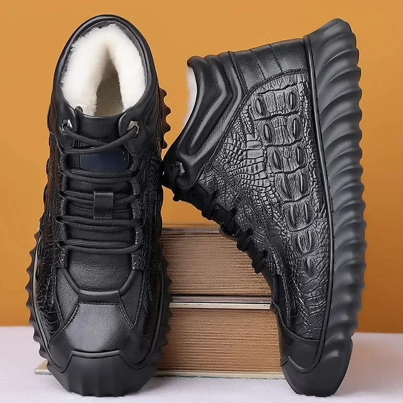 

Теплые зимние ботинки для мужчин, плюшевая зимняя обувь из хлопка, женские водонепроницаемые высокие мужские ботинки, черные рабочие ботинки на шнуровке для мужчин