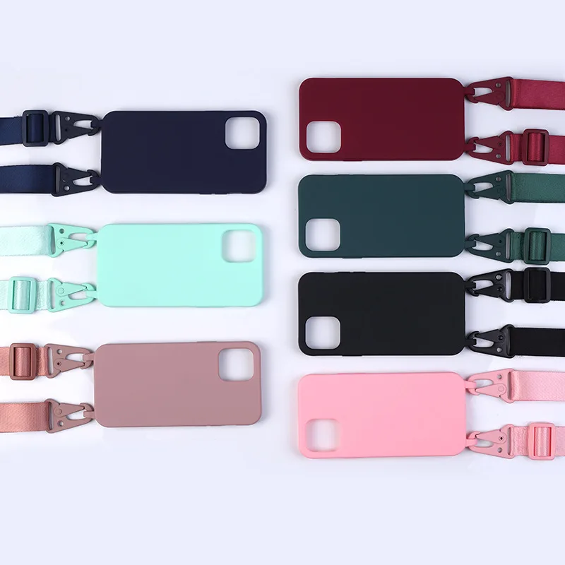 

Lanyard mobile phone case olecranon buckle webbing for 12/11/XS all-inclusive skin-feeling anti-fall mobile phone case